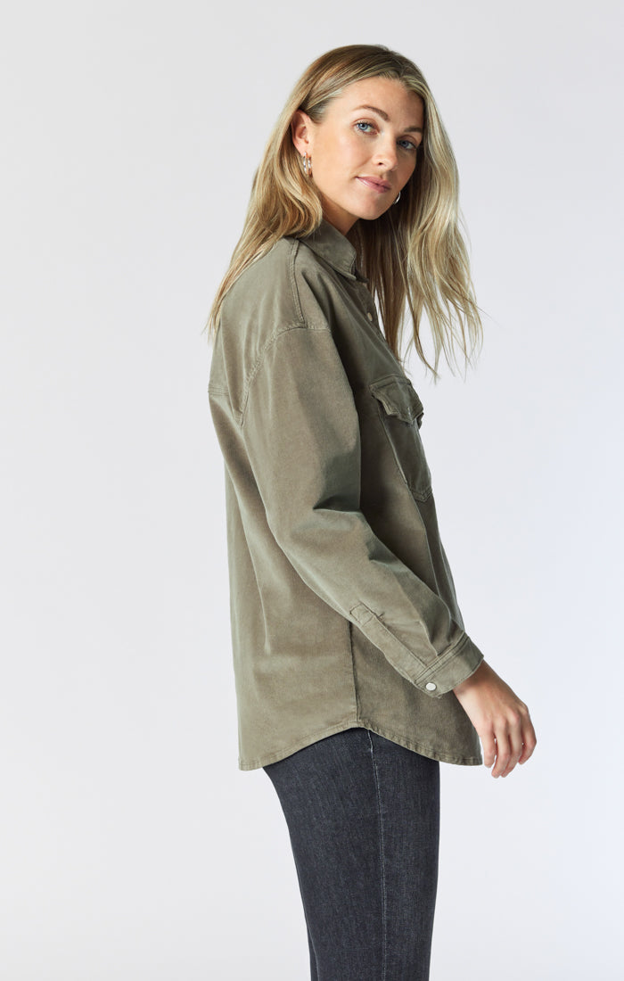 LIVIA OVERSIZED DENIM SHIRT IN ALOE CORD - Mavi Jeans