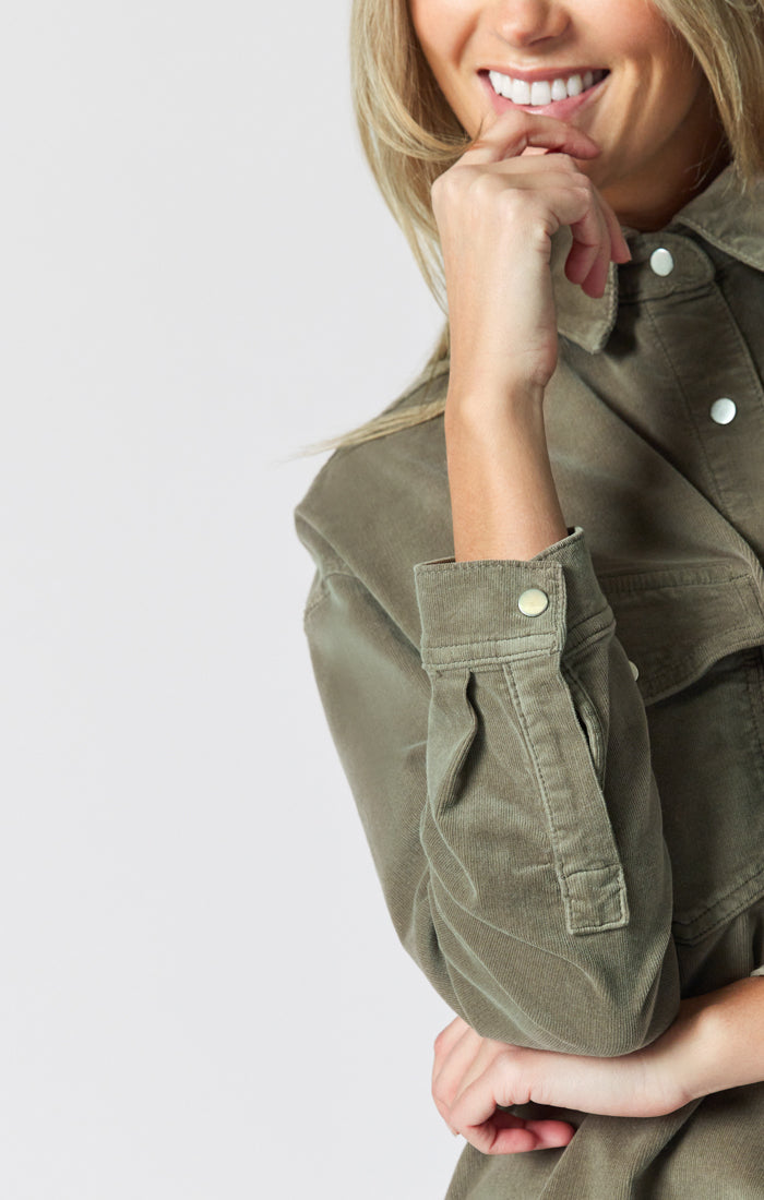 LIVIA OVERSIZED DENIM SHIRT IN ALOE CORD - Mavi Jeans