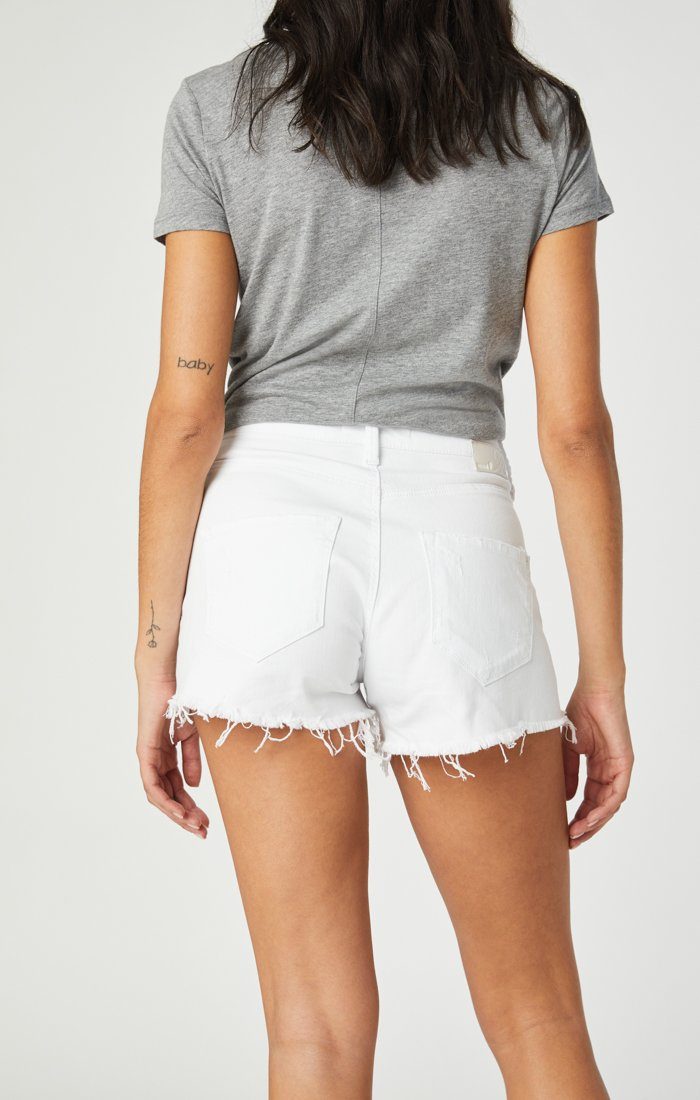ROSIE BOYFRIEND SHORT IN WHITE RIPPED STRETCH - Mavi Jeans