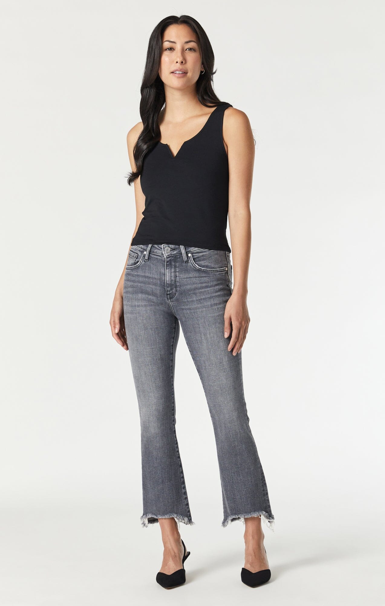 Mavi Women's Anika Crop Flare Jeans in Smoke LA Blue