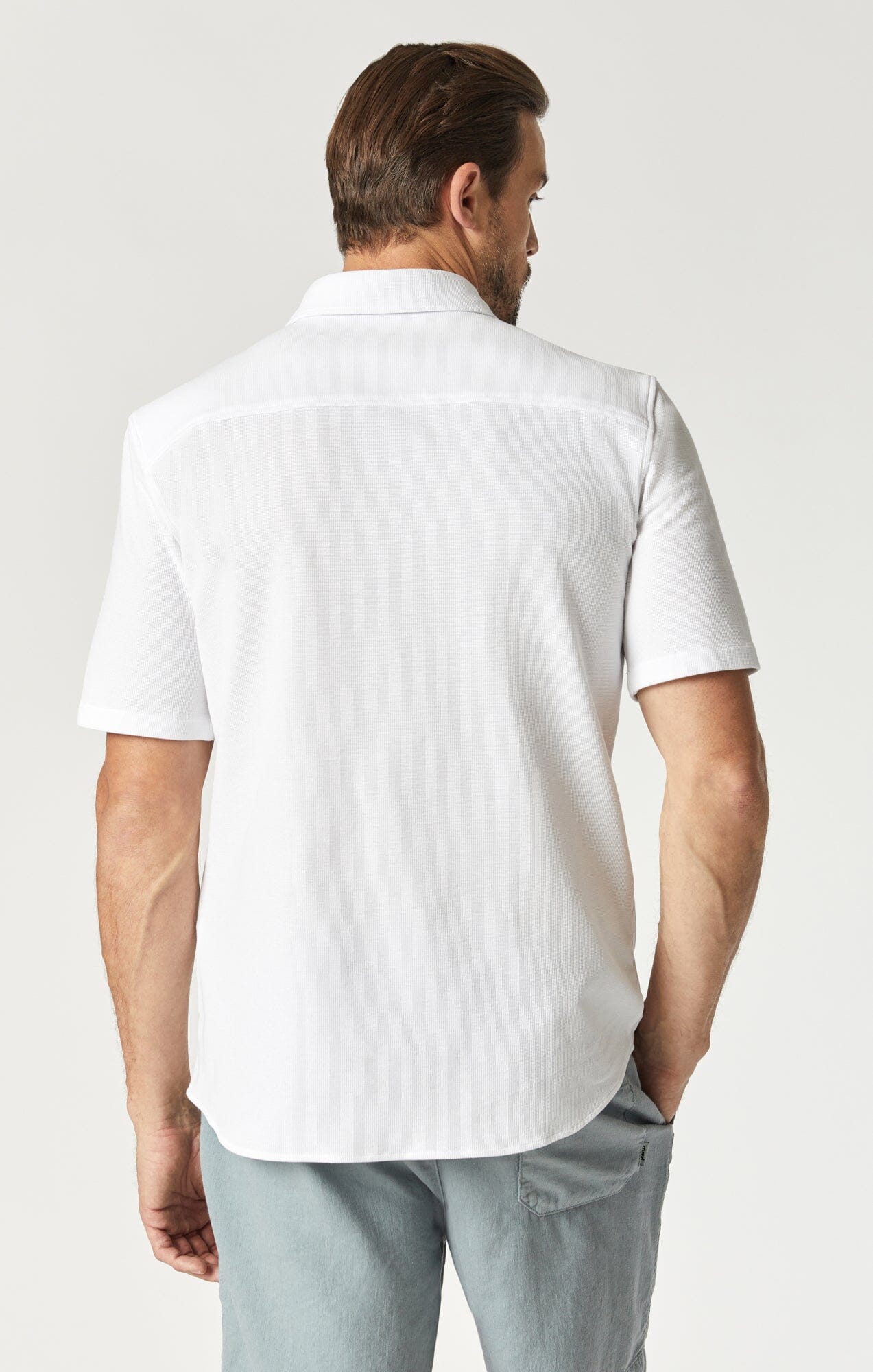 White short sleeve button clearance down mens