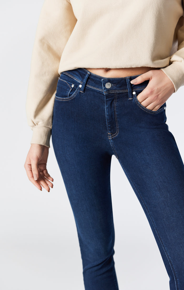 Mavi Women's Alissa High Rise Skinny Jeans in Deep Brushed Indigo Shape