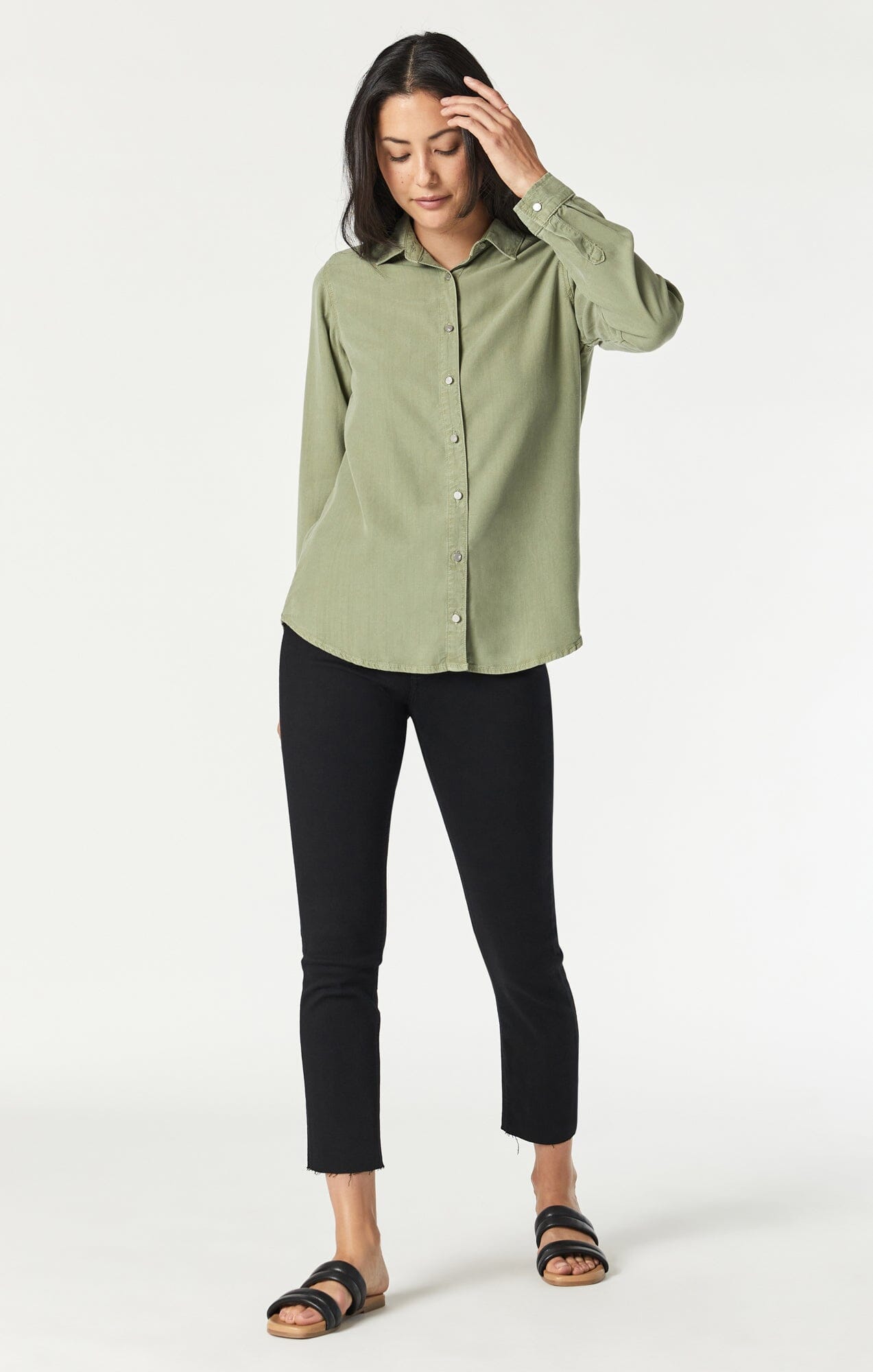 SHELBY SEMI-FITTED SHIRT IN OIL GREEN SUPERSOFT CHIC - Mavi Jeans