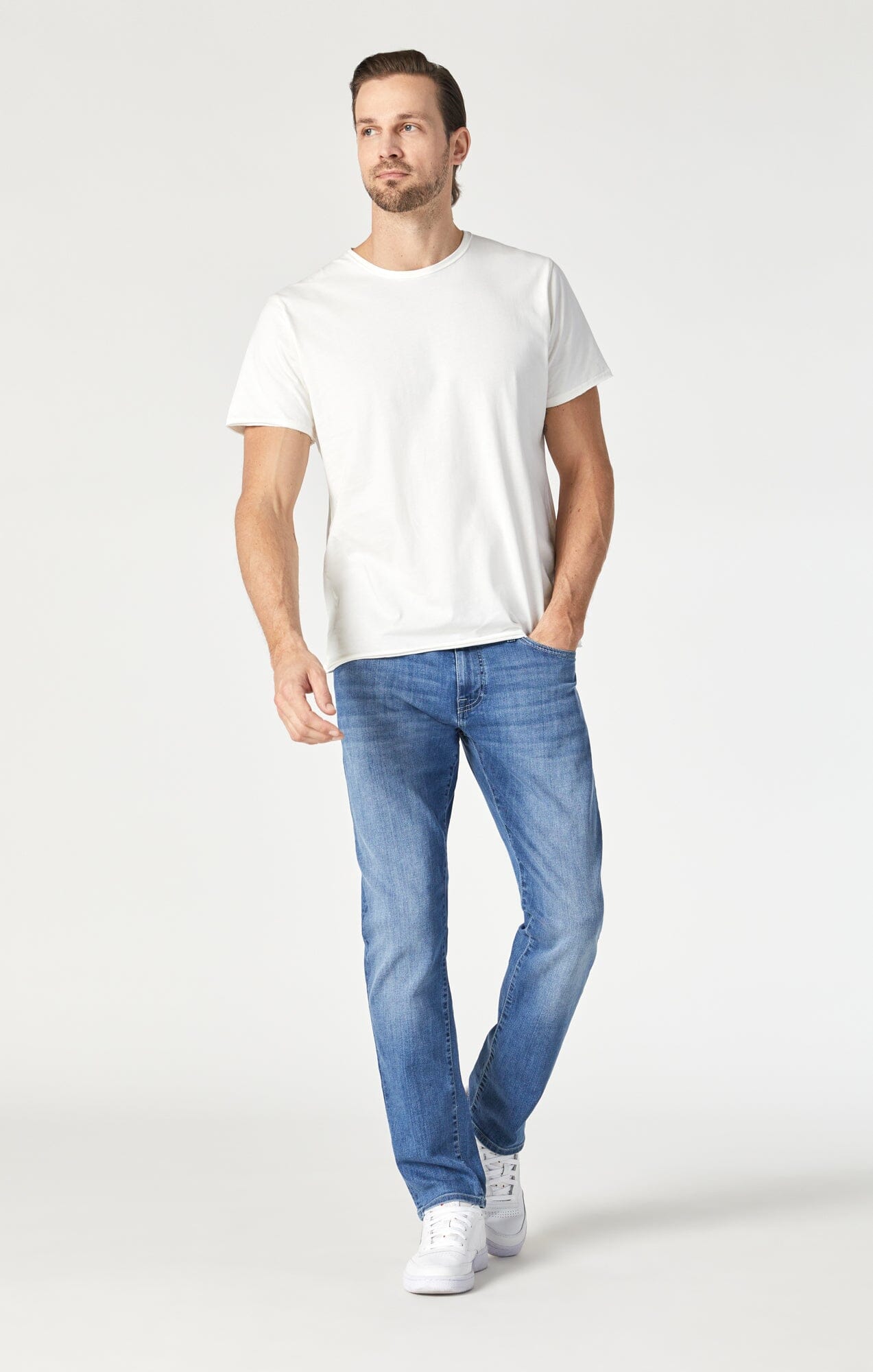 Mavi Men's Marcus Slim Straight in Mid Brushed Williamsburg