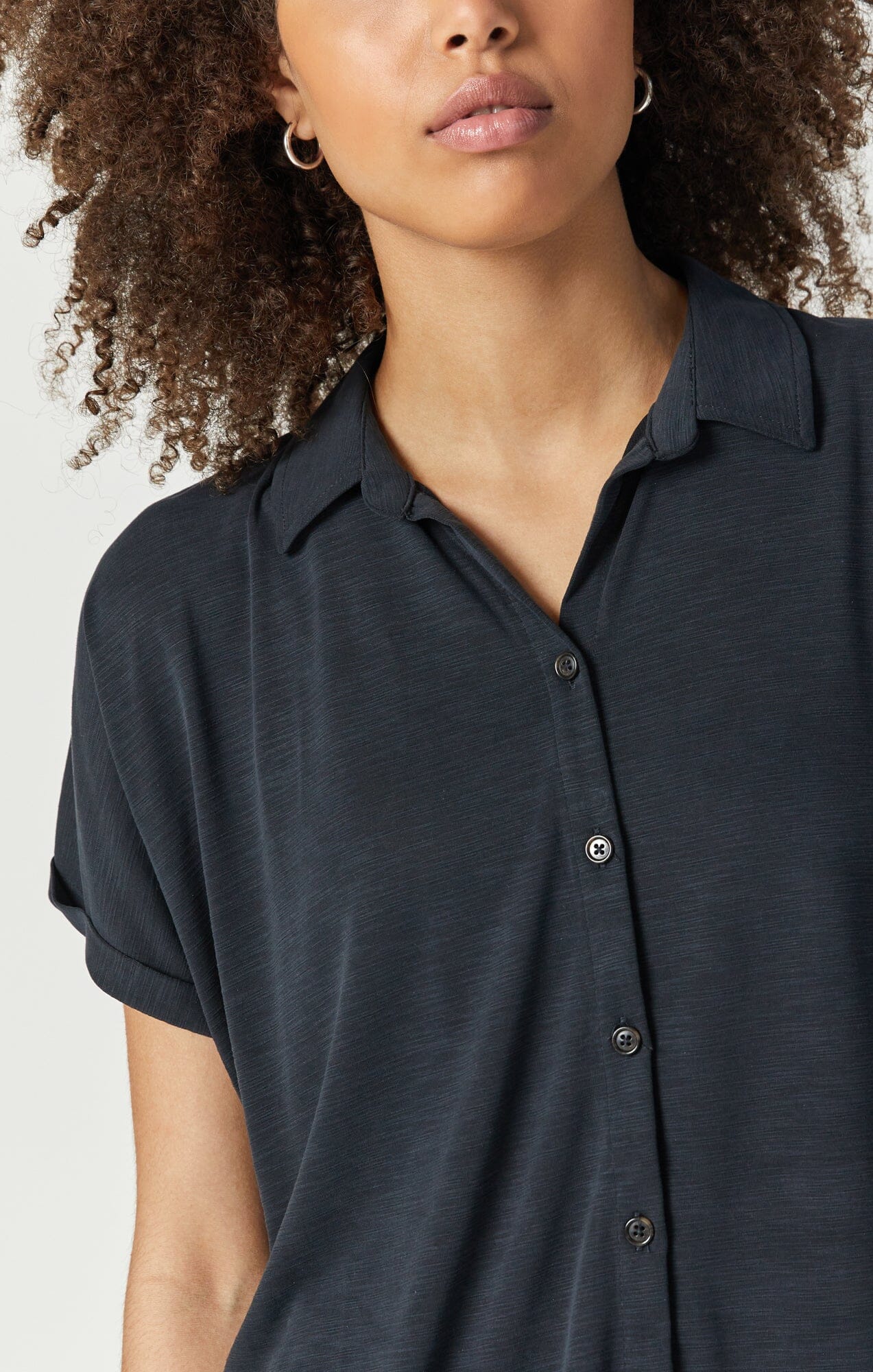 Black button cheap down polo