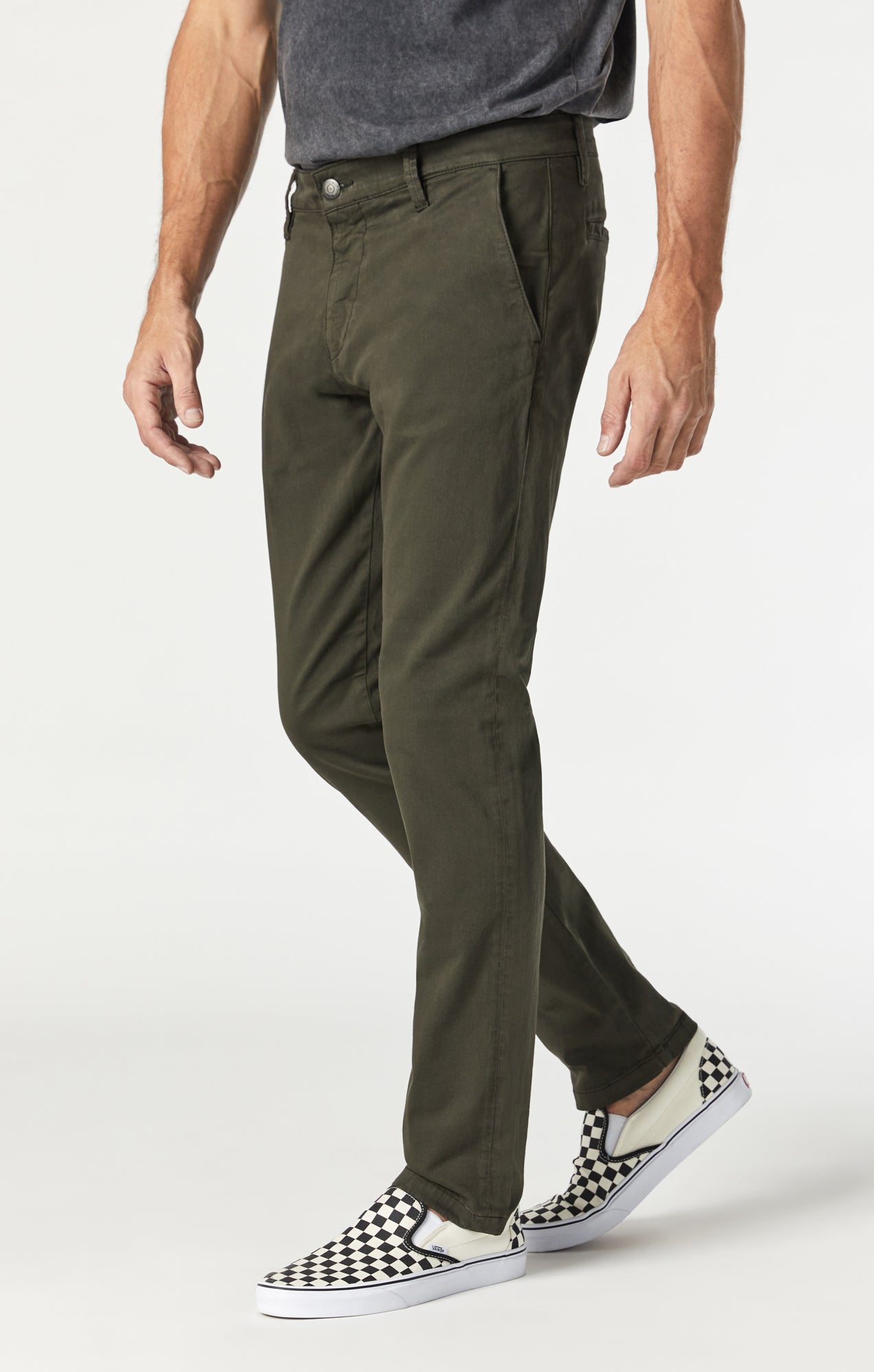 Mavi Men's Johnny Slim Chino in Dark Green Twill