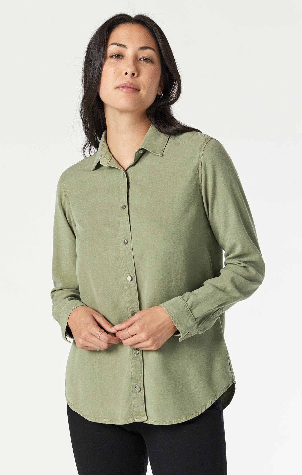 SHELBY SEMI-FITTED SHIRT IN OIL GREEN SUPERSOFT CHIC - Mavi Jeans