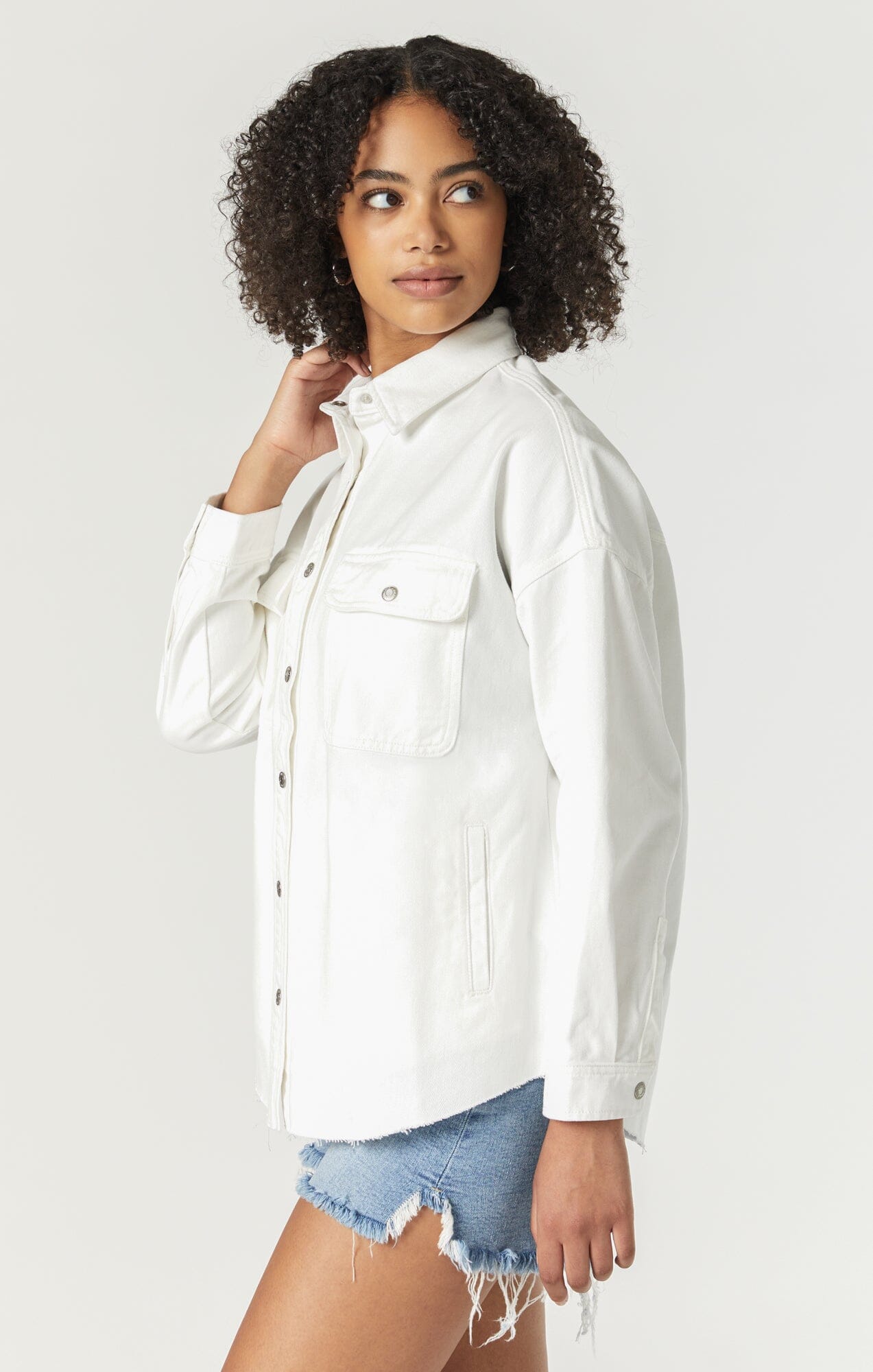 Mavi Women's Tamara Oversized Denim Shirt In Oversized Off White True Blue