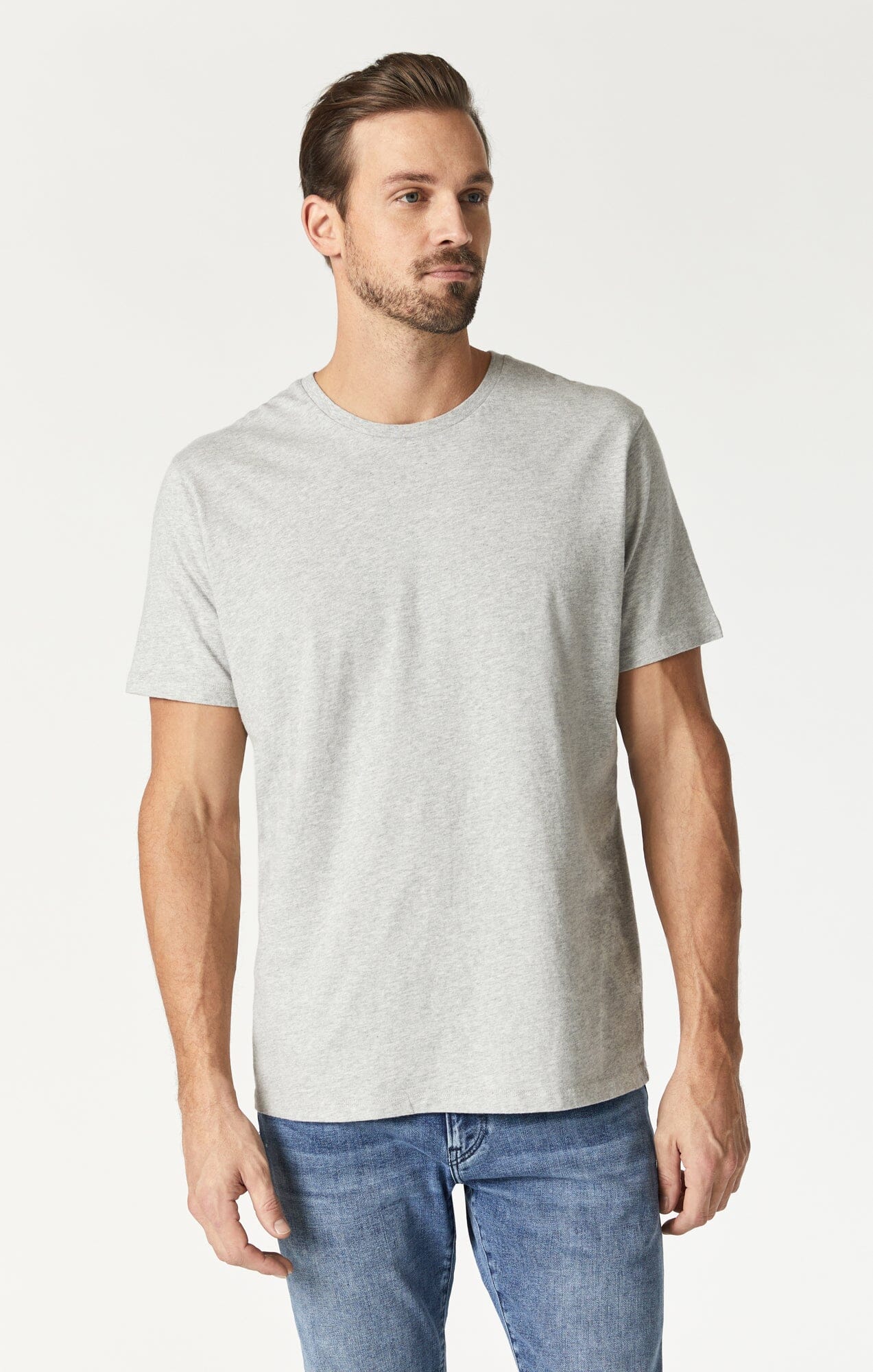 Mavi Men's Crew Neck T-Shirt In Light Grey Melange